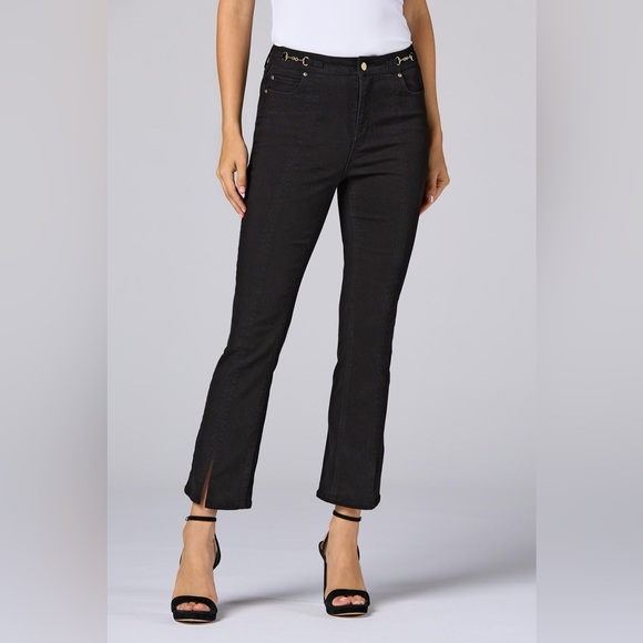 NWT Cache Sculpted Fit Black‎ Jeans Women’s Size 29 Gold Accents - Picture 1 of 9